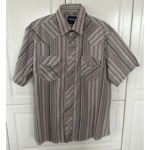 Wrangler Men's shirt Large plaid  Button Down Pearl slap collared Cowboy country
